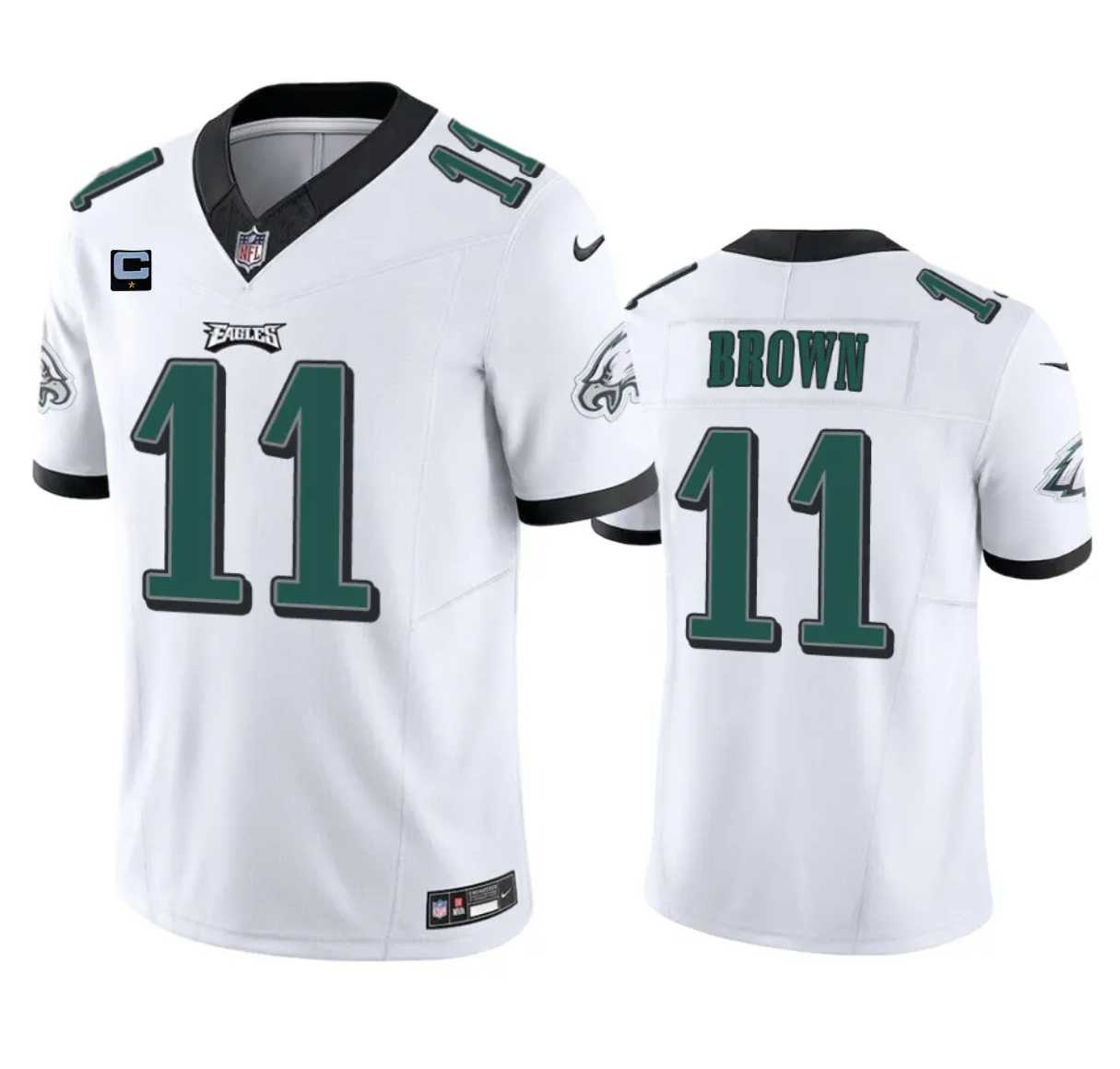 Men & Women & Youth Philadelphia Eagles #11 A. J. Brown White 2023 F.U.S.E. With 1-Star C Patch Vapor Untouchable Limited Jersey